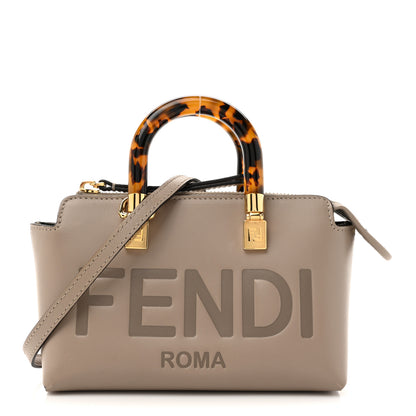 Fendi Vitello King Plexiglass Logo Embossed Mini By The Way Top Handle Boston Bag Tortora 1 of 12