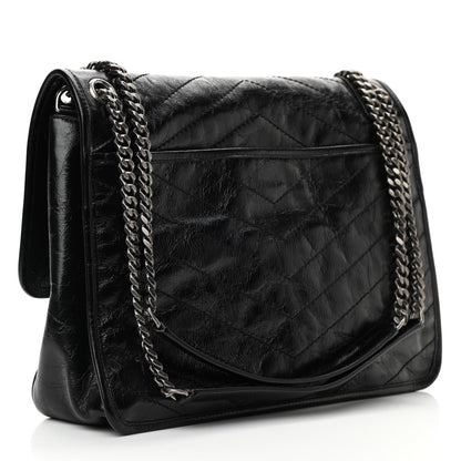 Saint Laurent Crinkled Calfskin Matelasse Monogram Medium Niki Chain Satchel Black 3 of 10