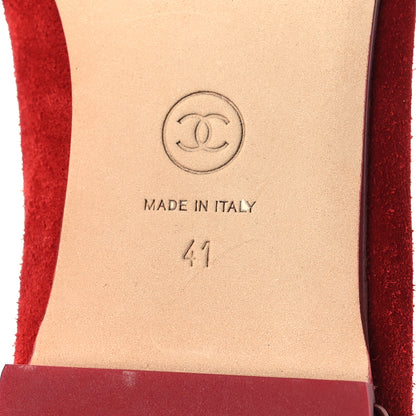 Chanel Suede CC Chain Mocassin Loafers 41 Red 6 of 7