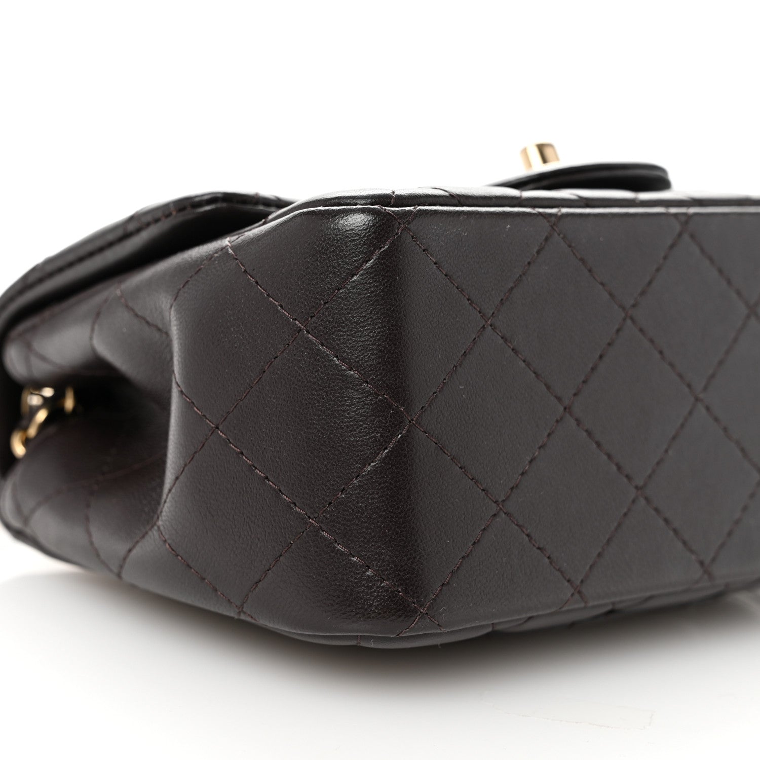 Chanel Lambskin Quilted Mini Square Flap Dark Brown 9 of 11