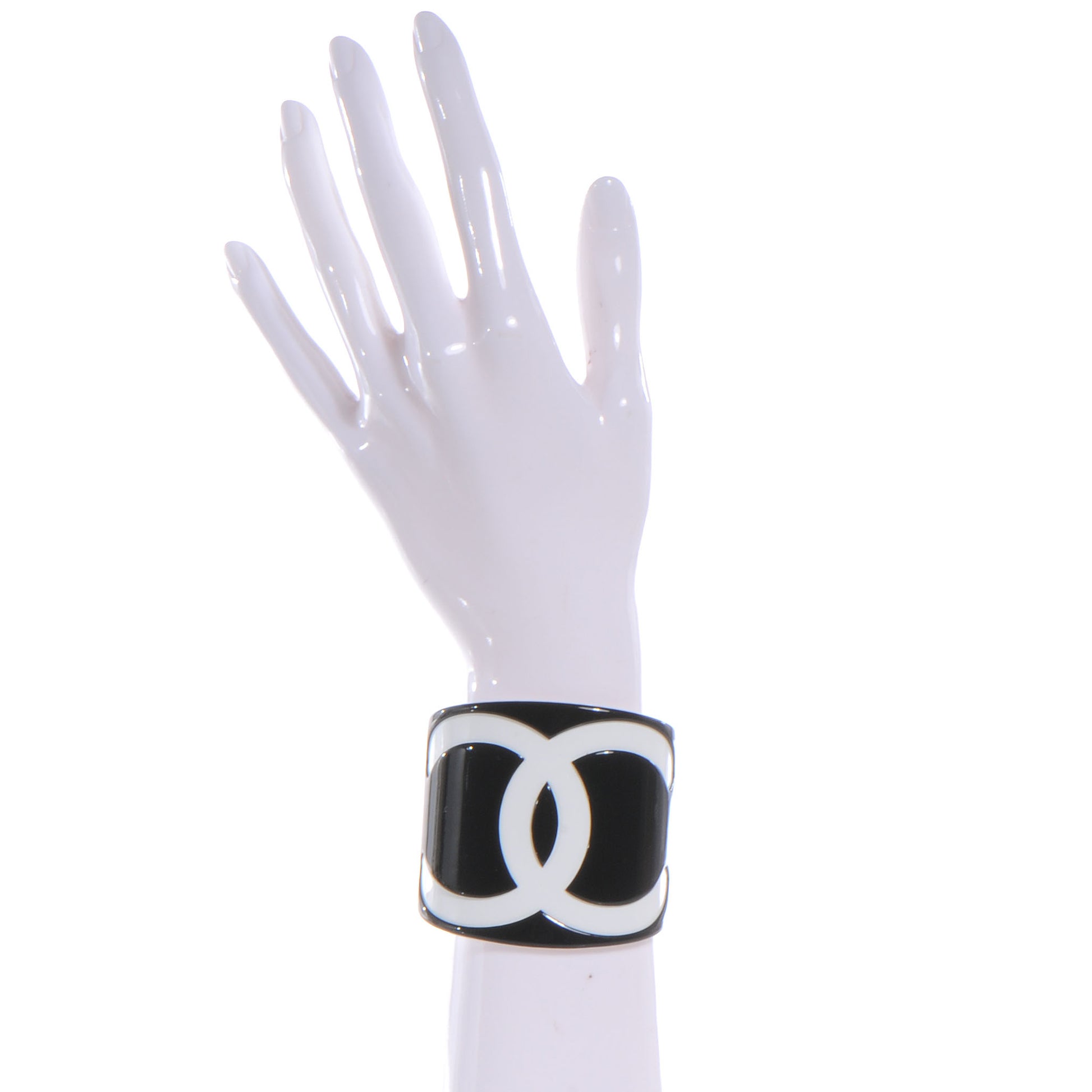 Chanel Resin CC Cuff Black White 2 of 4