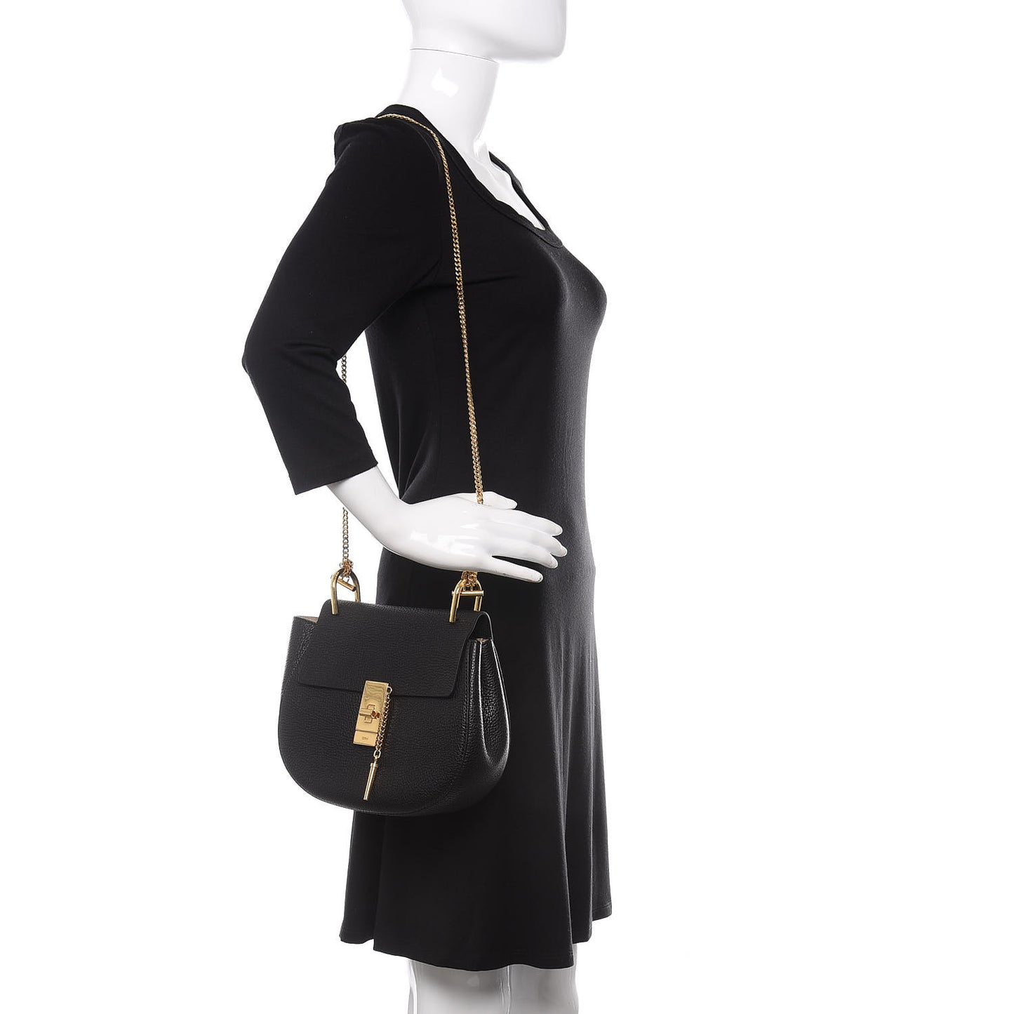 Grained Lambskin Drew Shoulder Bag Black