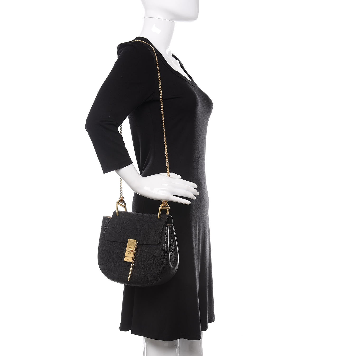 Chloe Grained Lambskin Drew Shoulder Bag Black 3 of 12