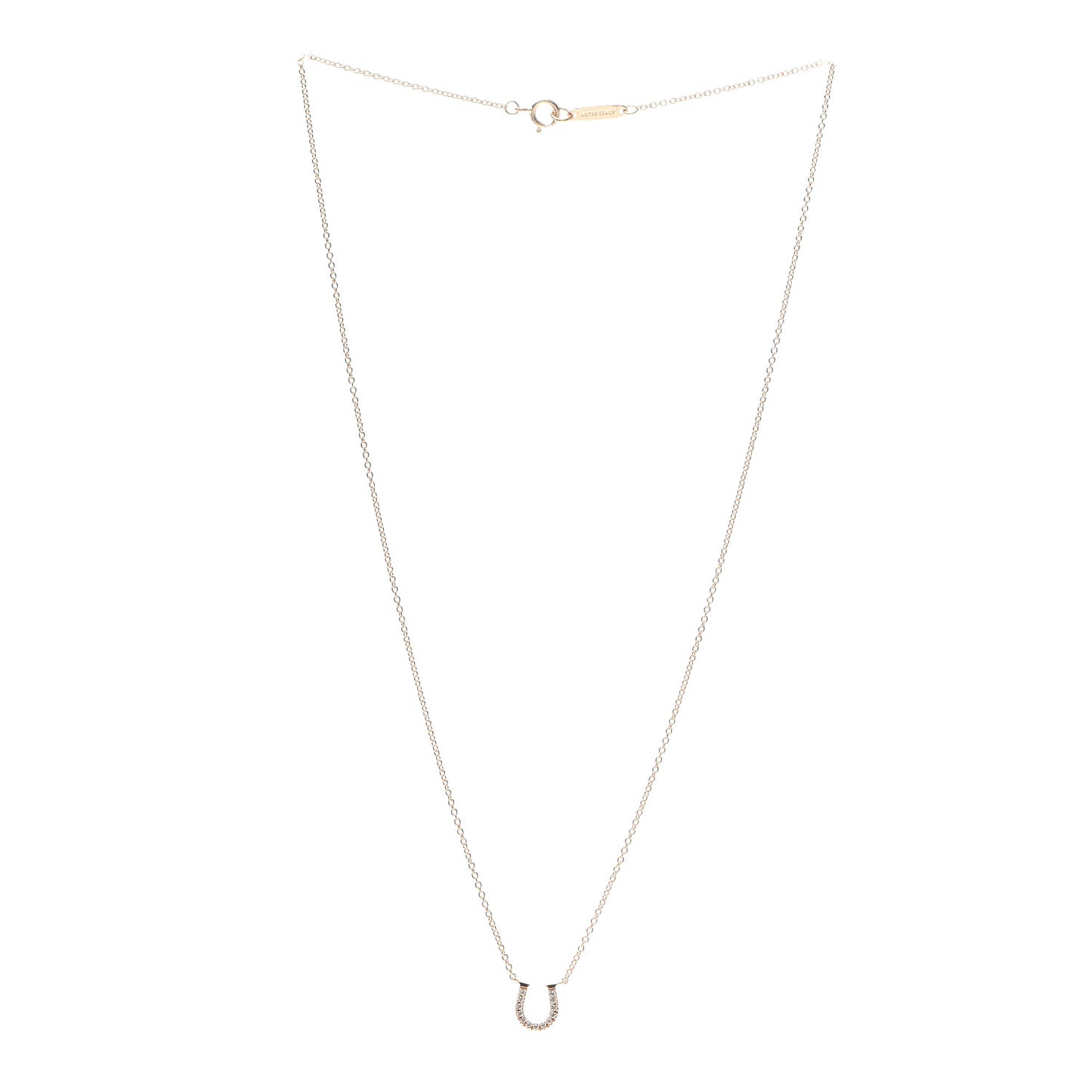 18K Rose Gold Diamond Mini Metro Horseshoe Pendant Necklace