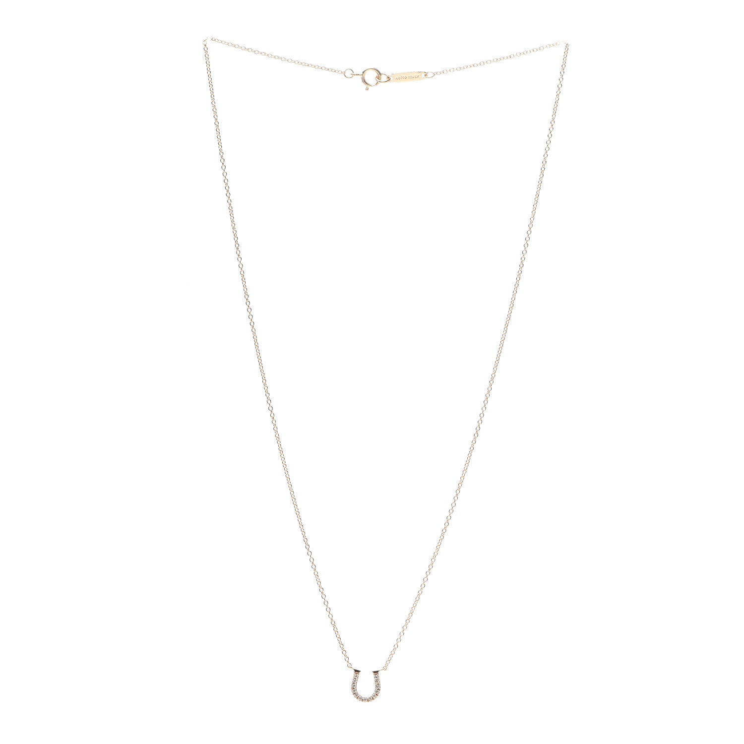 Tiffany 18K Rose Gold Diamond Mini Metro Horseshoe Pendant Necklace 3 of 6