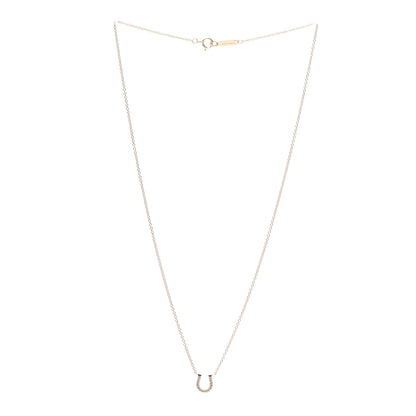 Tiffany 18K Rose Gold Diamond Mini Metro Horseshoe Pendant Necklace 3 of 6