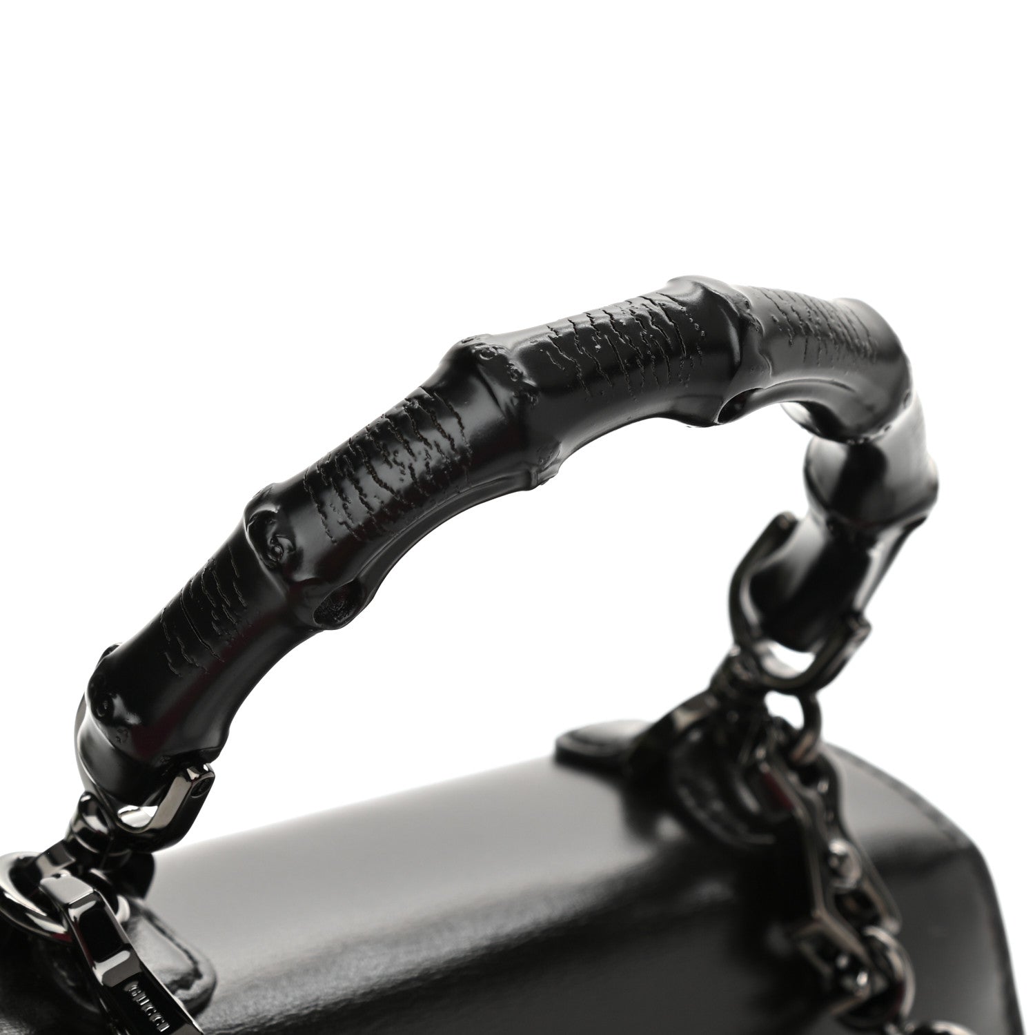 Gucci Boarded Dyana Lux Calfskin Web Monochrome Mini Bamboo 1947 Top Handle Bag Black 11 of 12