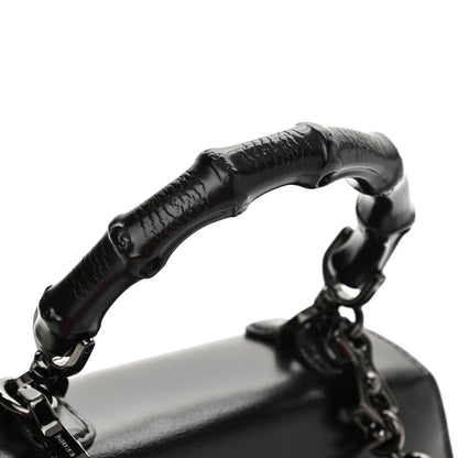 Gucci Boarded Dyana Lux Calfskin Web Monochrome Mini Bamboo 1947 Top Handle Bag Black 11 of 12