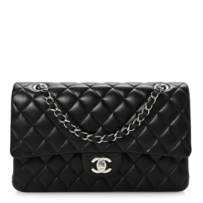 Chanel Lambskin Quilted Medium Double Flap Black Pink 1 of 11