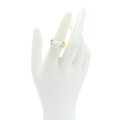 Bulgari 18K Yellow Gold White Ceramic Tronchetto Ring 52 6 2 of 6