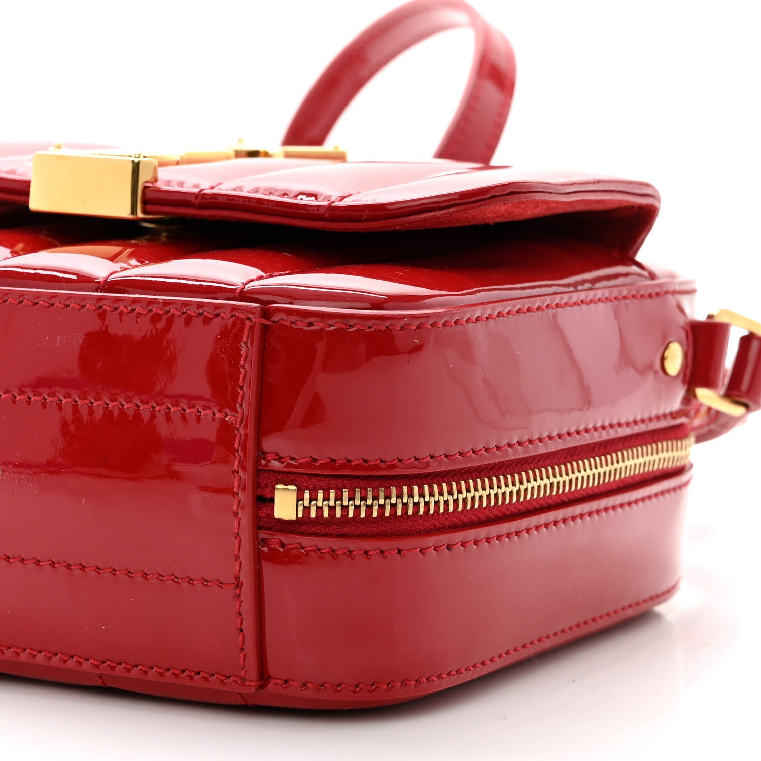 Saint Laurent Patent Matelasse Monogram Toy Vicky Camera Bag Red 10 of 11