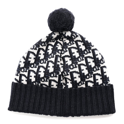 Christian Dior Cashmere Oblique PomPom Beanie Navy Blue 1 of 5
