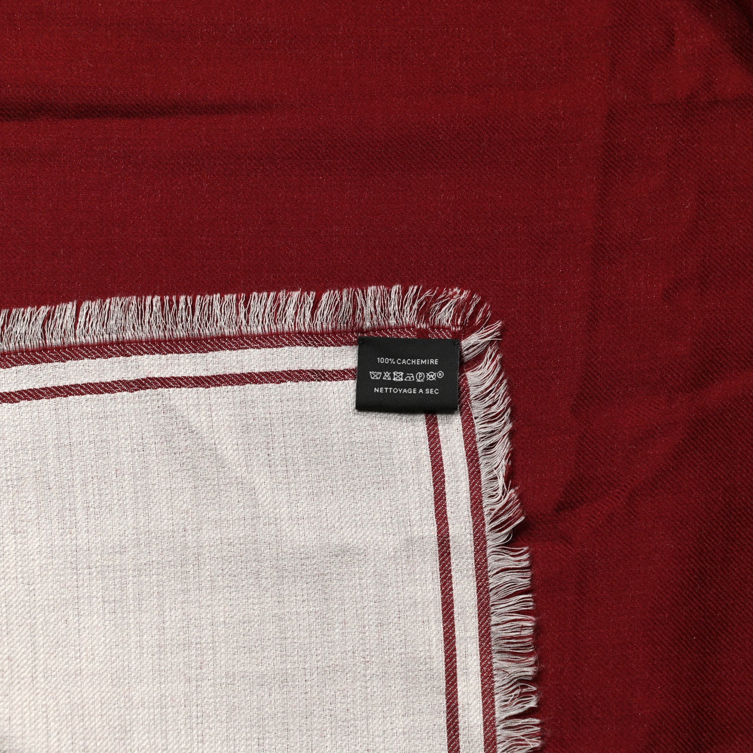 Hermes Cashmere Double Face Giant Draperie Scarf 140 Bordeaux White 3 of 3