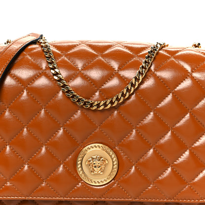 Versace Patent Nappa Quilted La Medusa Chain Crossbody Brown 8 of 10