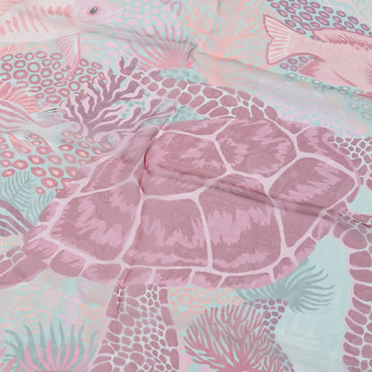 Hermes Silk Mousseline Under The Waves Shawl 140 Vert D Eau Vieux Rose Corail 2 of 7
