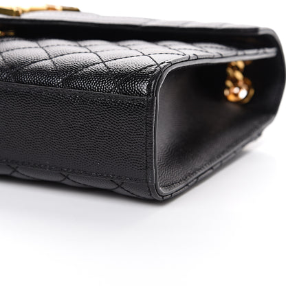 Saint Laurent Grain De Poudre Textured Mixed Matelasse Triquilt Medium Monogram Satchel Black 9 of 9
