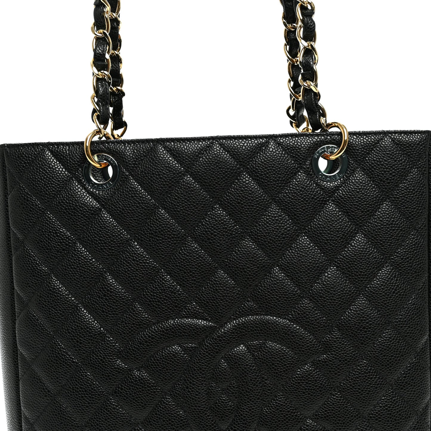 Caviar Quilted Vertical Grand Shopping Tote GST Black