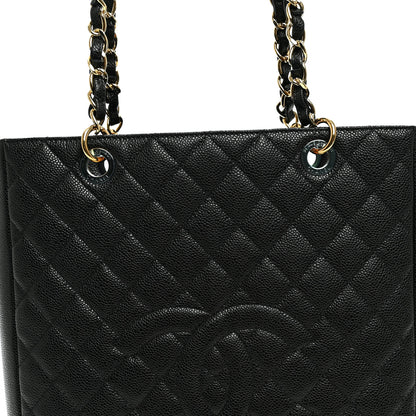 Chanel Caviar Quilted Vertical Grand Shopping Tote GST Black 8 of 10