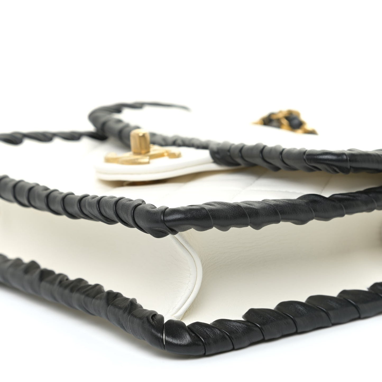 Braided Calfskin Mini My Own Frame Flap White