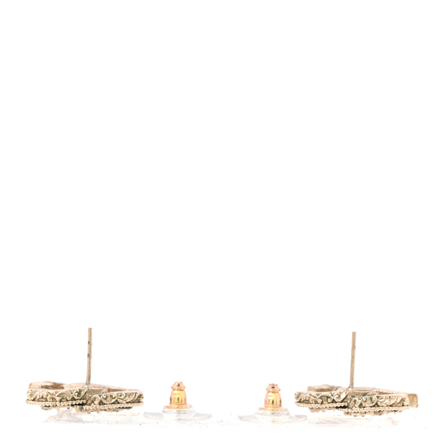 Chanel Enamel CC Baroque Earrings Black Gold 3 of 5