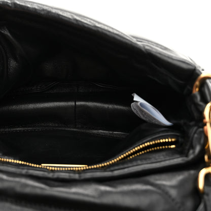 Prada Nappa Soft Padded Logo Embossed Triangle Quilted Small Shoulder Bag Black 5 of 11