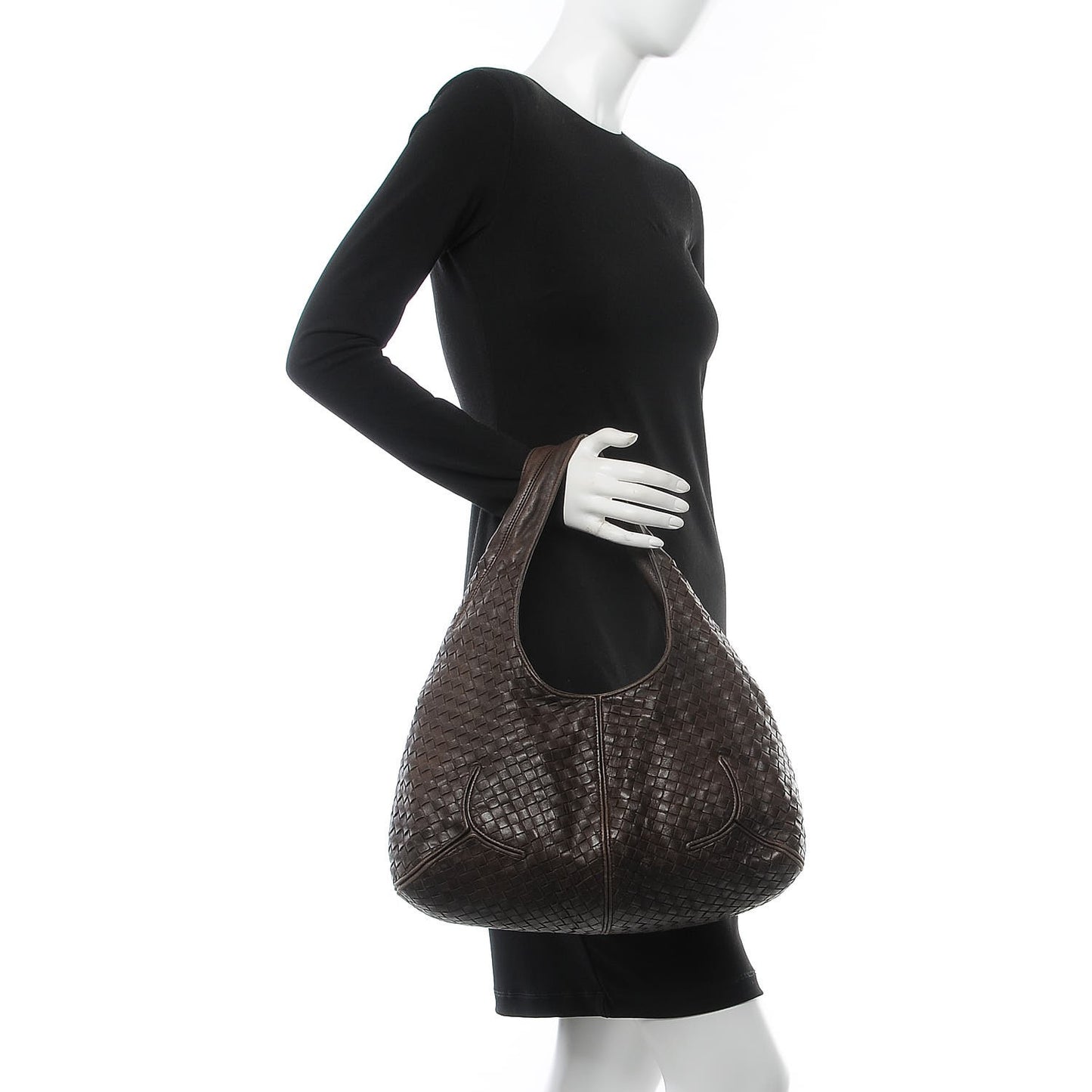 Nappa Intrecciato Ball Hobo Ebano