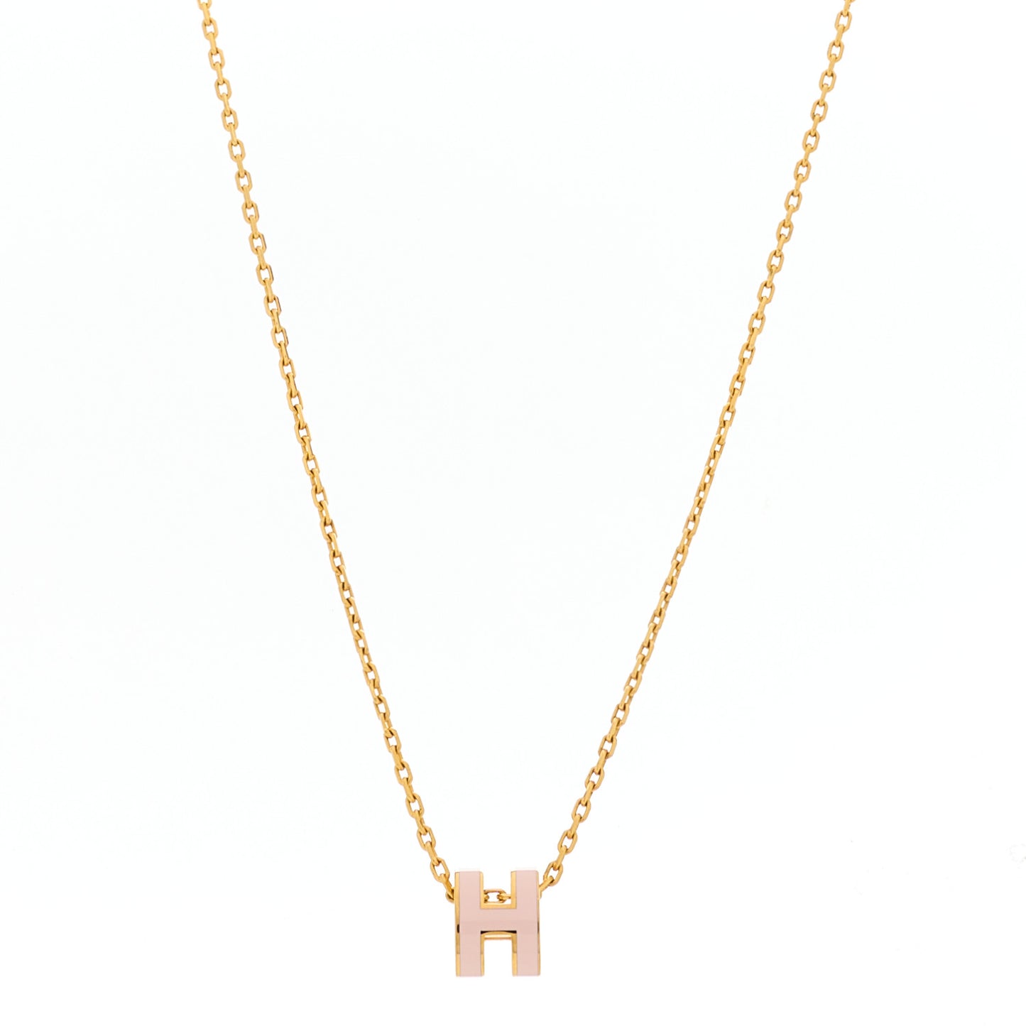 Lacquered Gold Mini Pop H Pendant Necklace Rose Dragee