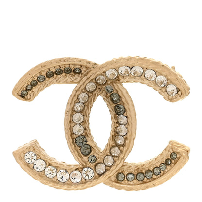 Chanel Crystal CC Brooch Pin Light Gold 1 of 4