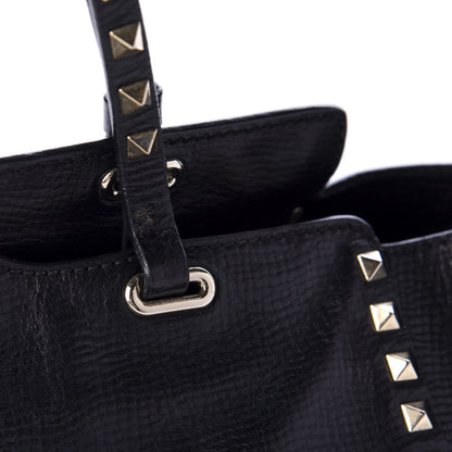 Valentino Garavani Textured Calfskin Medium Rockstud Tote Black 12 of 19