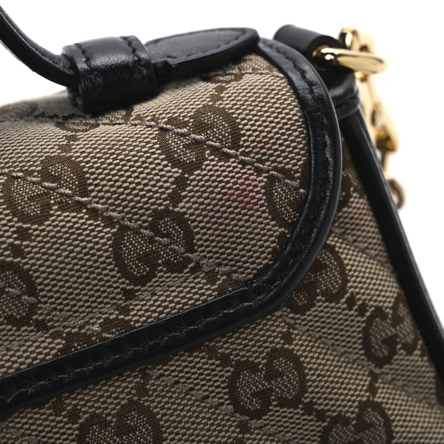 Gucci Monogram Azalea Calfskin Matelasse Diagonal Mini GG Marmont Top Handle Shoulder Bag Beige Ebony Black Beige Ebony Black 11 of 12