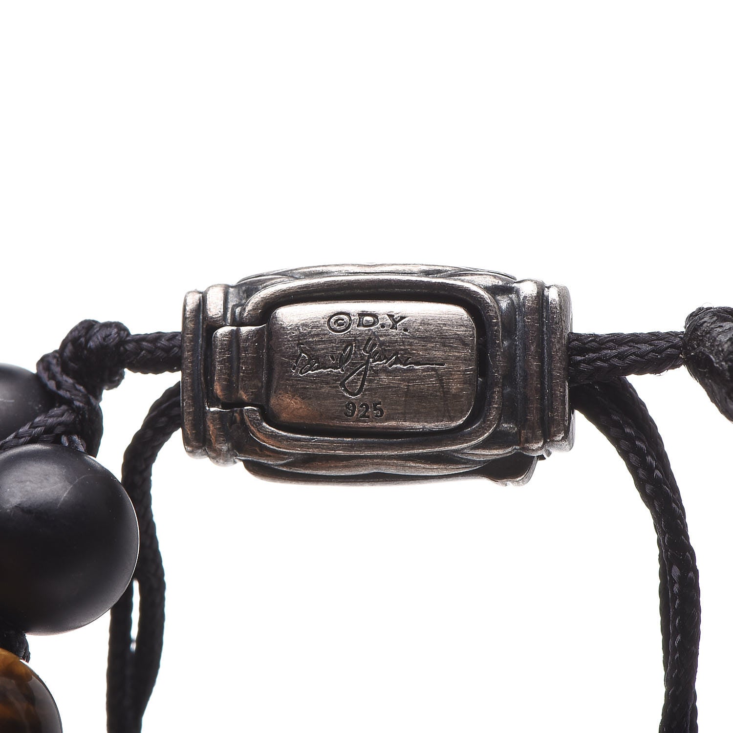 David Yurman Sterling Silver Black Onyx Tiger Eye 8mm Spiritual Beads Two Row Bracelet 4 of 5