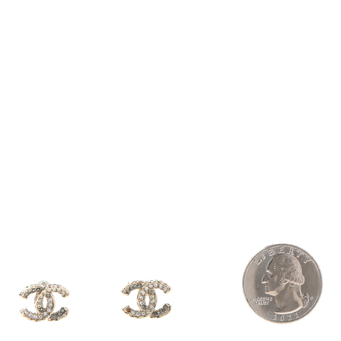 Crystal CC Earrings Light Gold