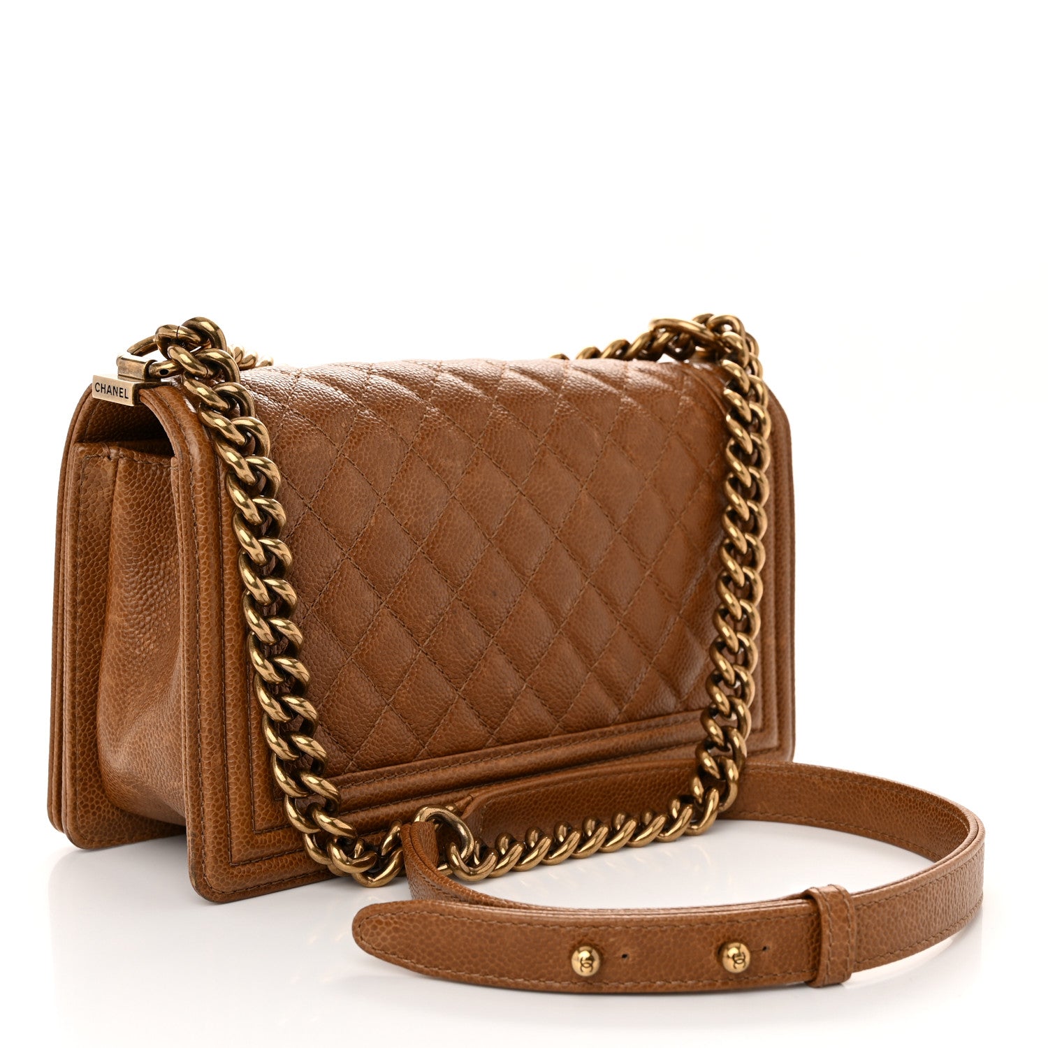 Chanel Caviar Quilted Medium Boy Flap Light Brown 3 of 11