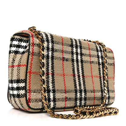 Burberry BURBERRY Calfskin Boucle Check Medium Lola Chain Bag Archive Beige 3 of 9