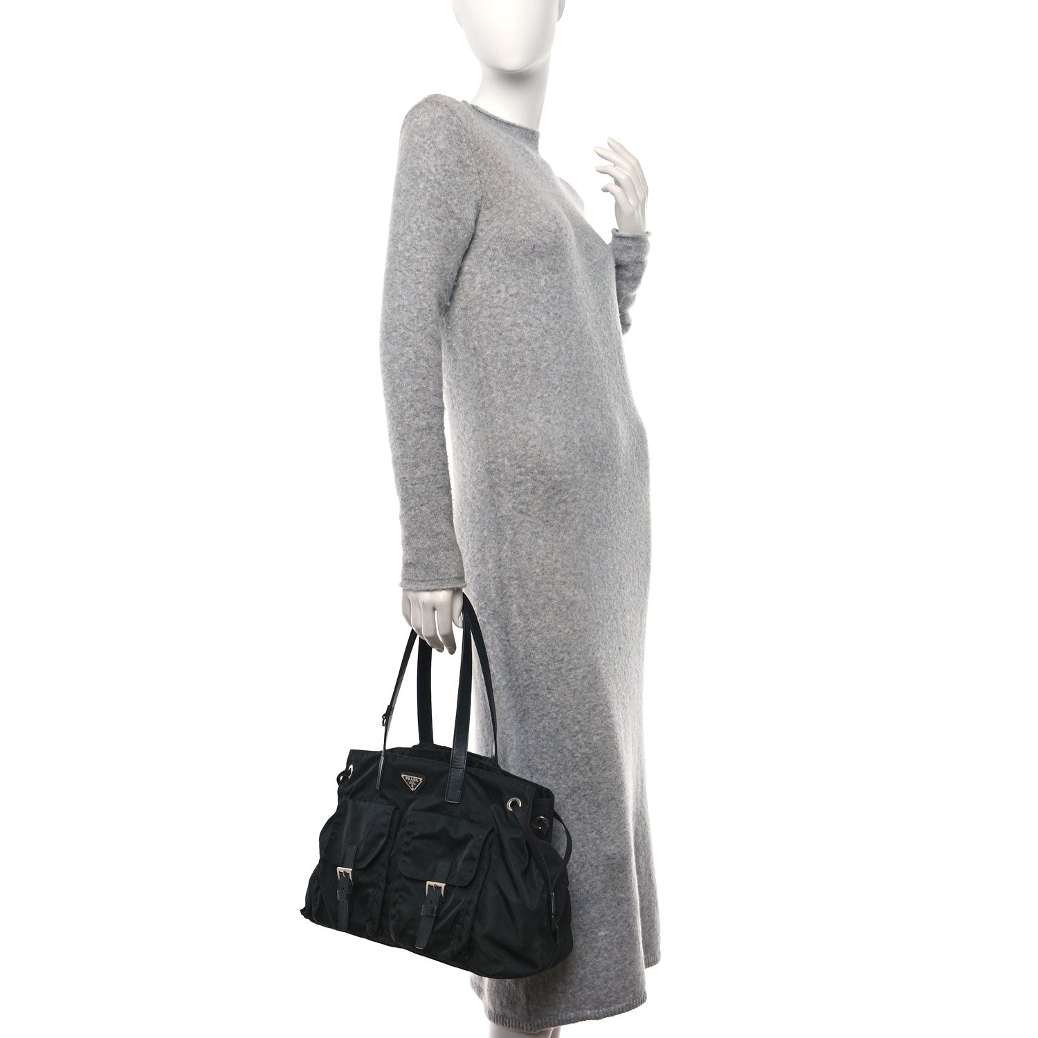 Prada Nylon Vela Drawstring Shopping Tote Black 2 of 15