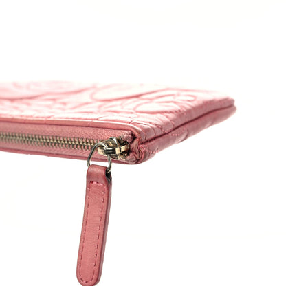 Chanel Lambskin Camellia Embossed Cosmetic Pouch Pink 13 of 15