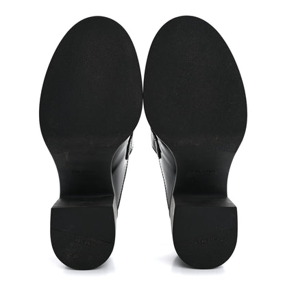 Prada Spazzolato Metal Triangle Logo Platform Loafer Mules 37 Black 6 of 17