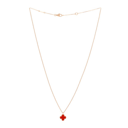Van Cleef & Arpels 18K Rose Gold Carnelian Sweet Alhambra Pendant Necklace 3 of 6