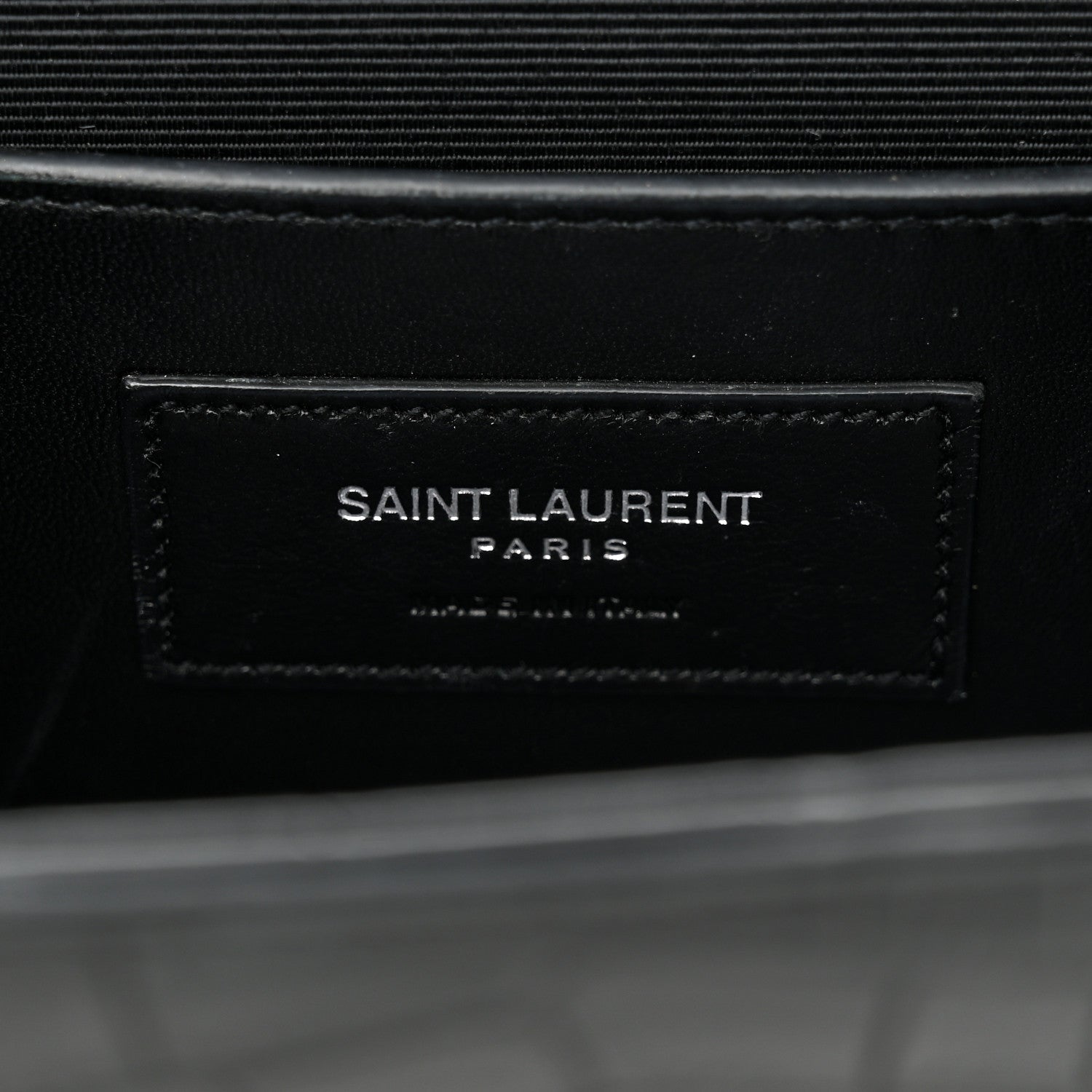 Saint Laurent Calfskin Crocodile Embossed Medium Classic Monogram Kate Tassel Satchel Black 6 of 9