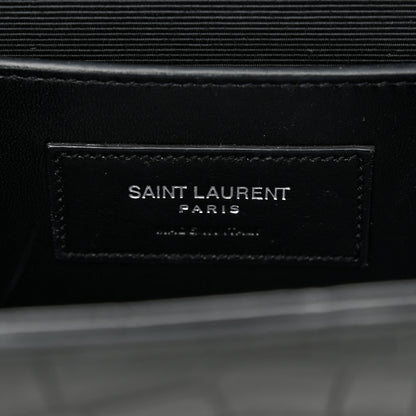 Saint Laurent Calfskin Crocodile Embossed Medium Classic Monogram Kate Tassel Satchel Black 6 of 9