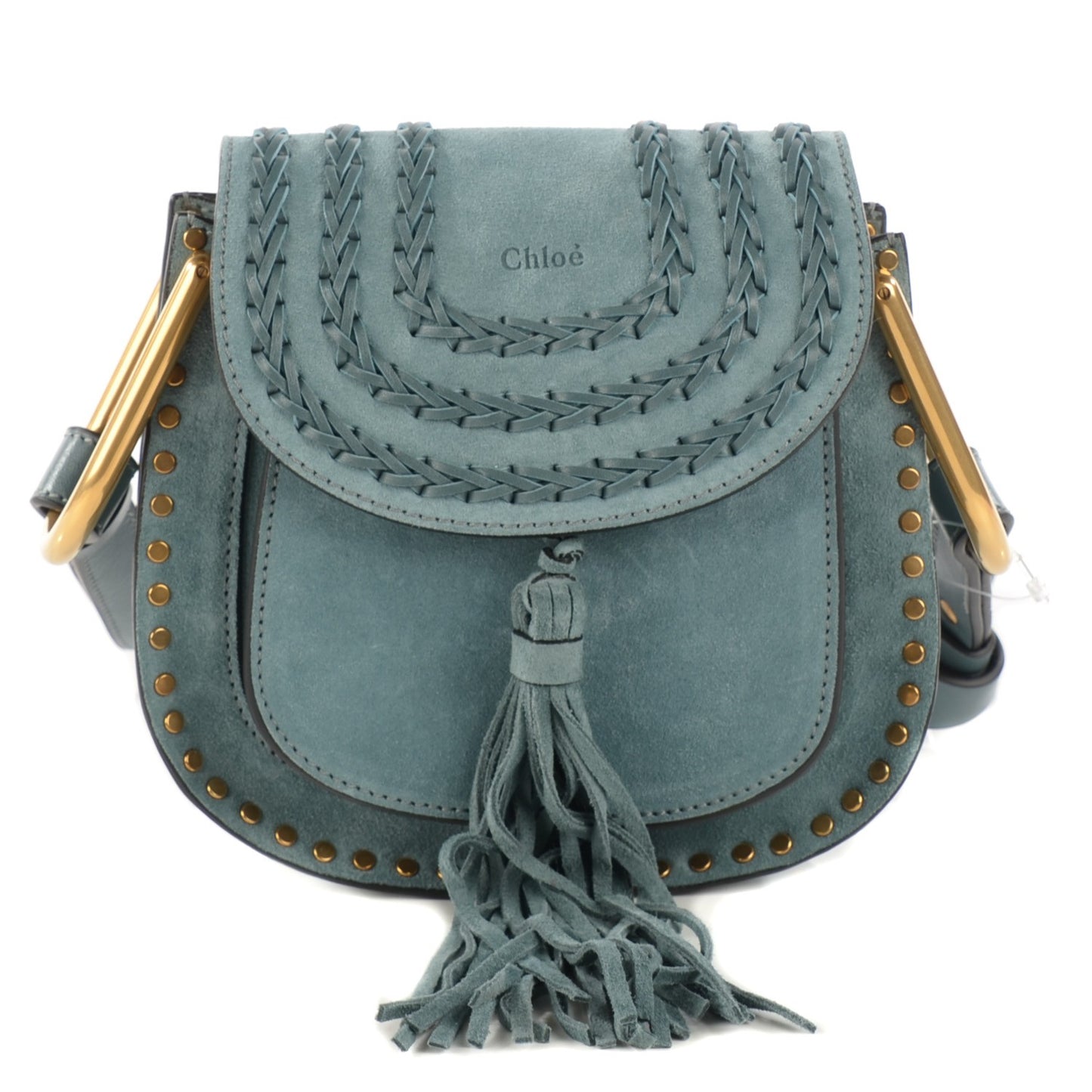 Suede Calfskin Braided Mini Hudson Shoulder Bag Cloudy Blue