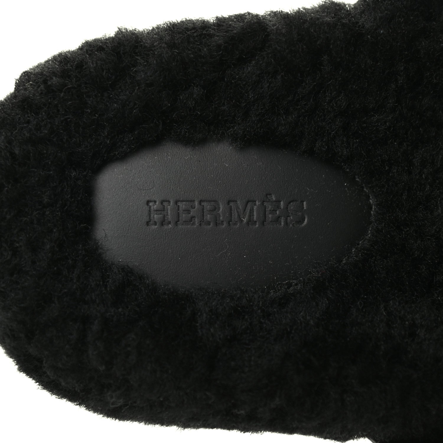 Hermes Calfskin Woolskin Womens Chypre Sandals 37 Black 7 of 8