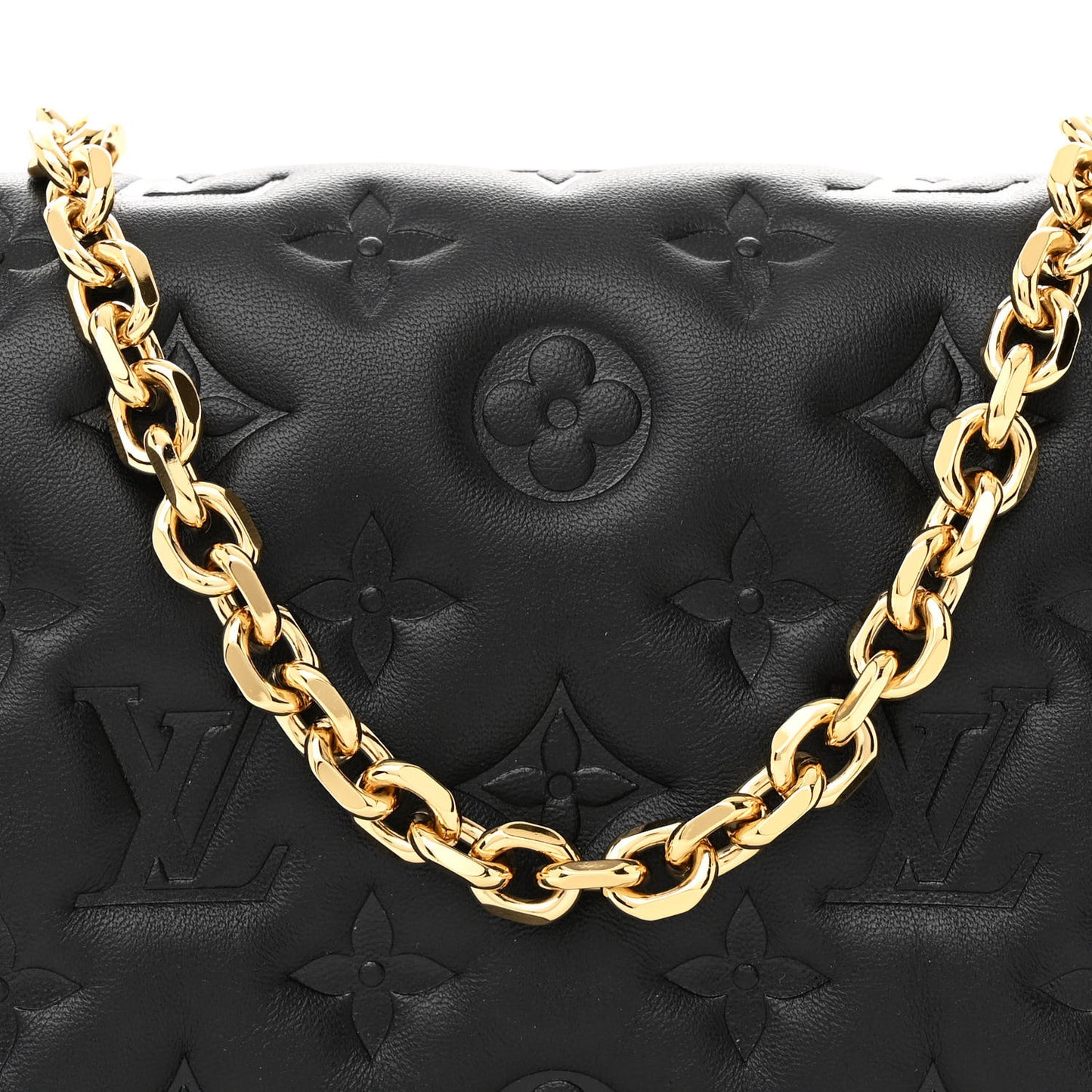 Lambskin Embossed Monogram Pochette Coussin Black
