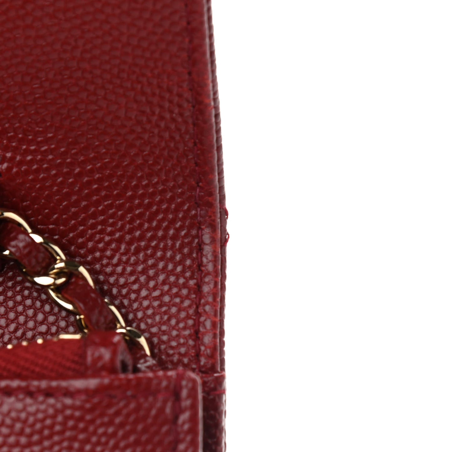 Caviar Quilted Golden Class Wallet On Chain WOC Red