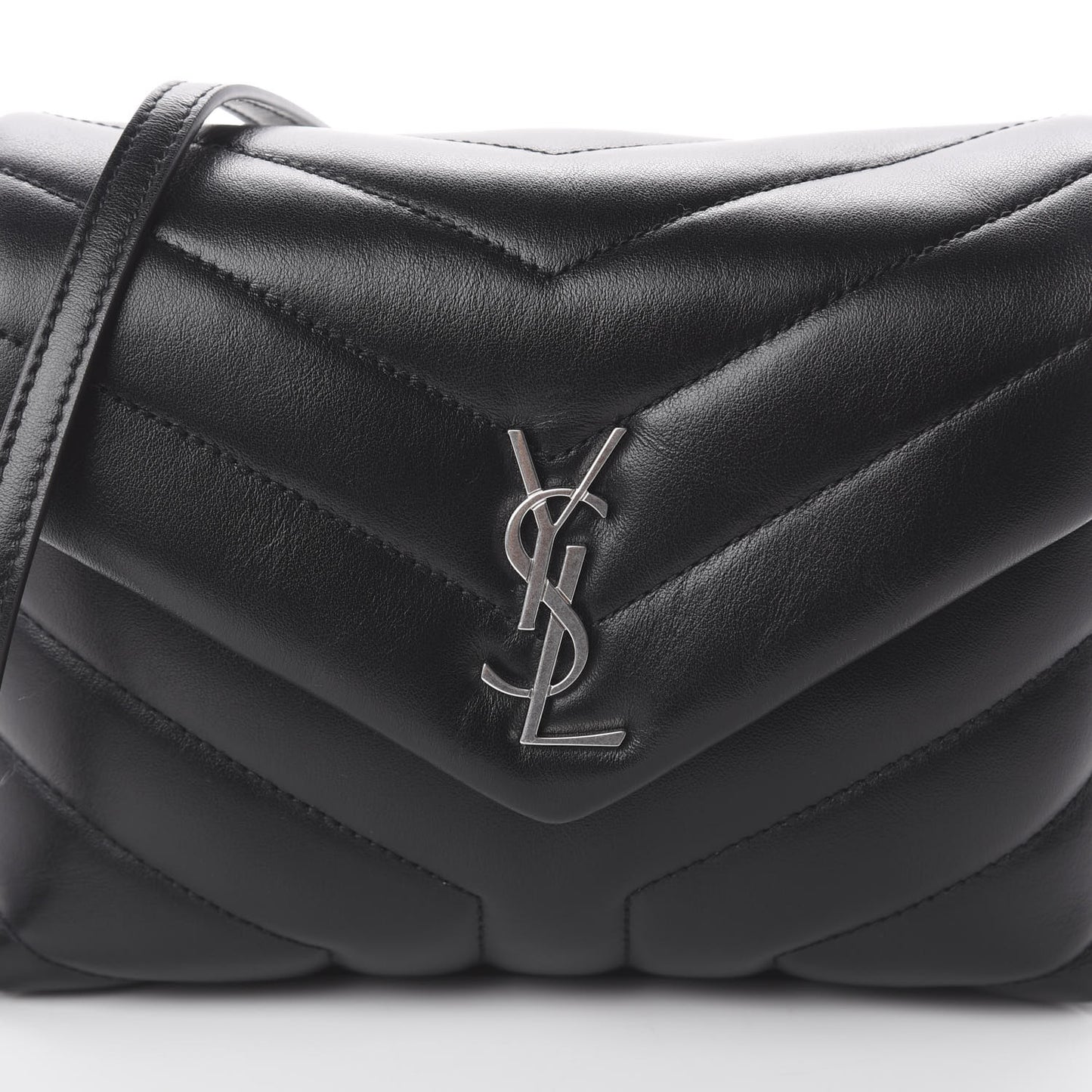 Calfskin Y Quilted Monogram Toy Loulou Crossbody Bag Black