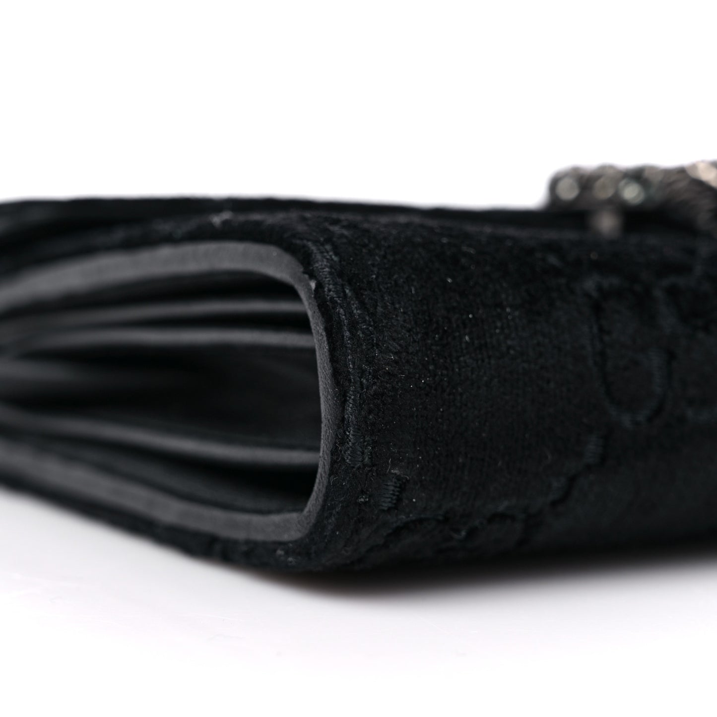 Velvet GG Monogram Mini Dionysus Chain Wallet Black