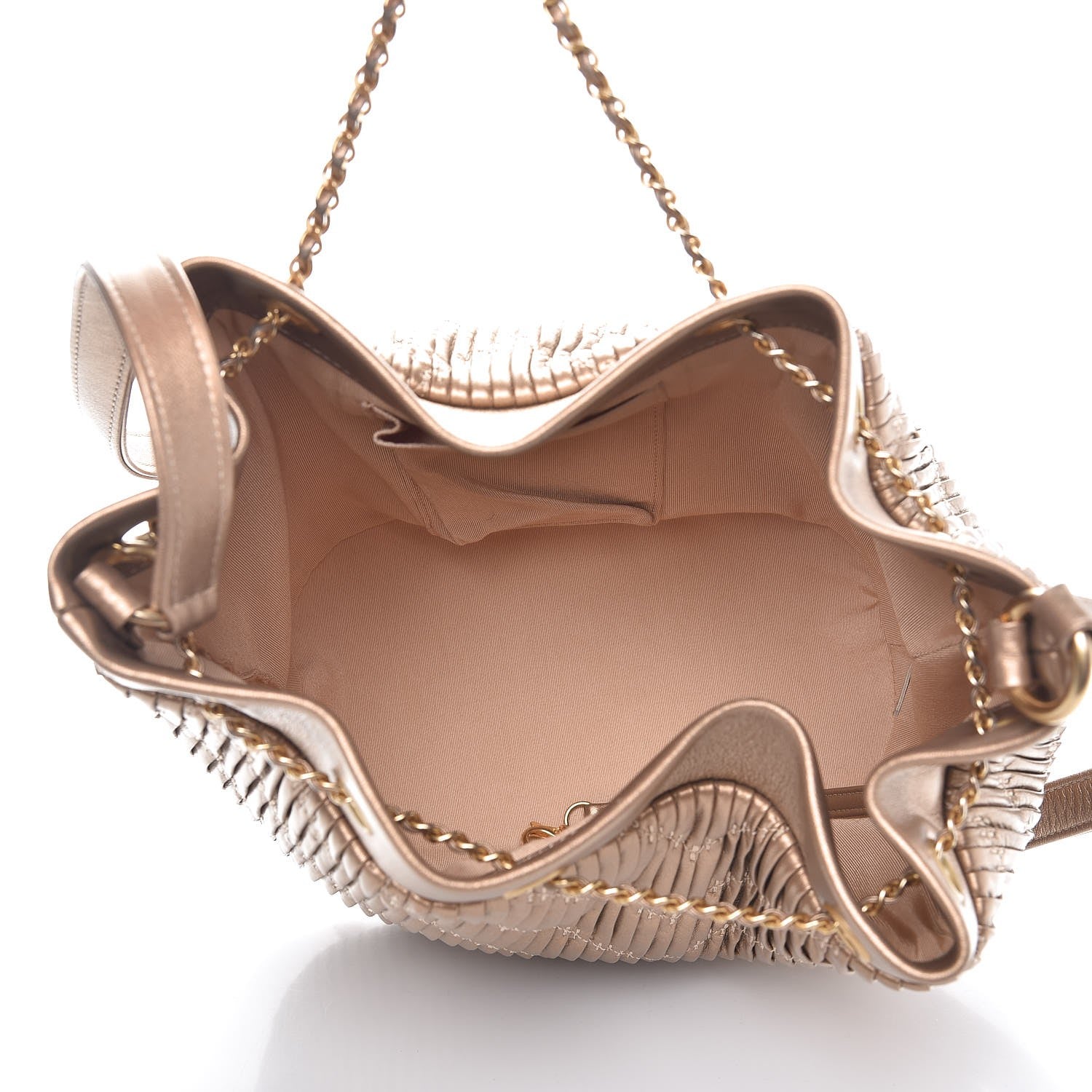 Chanel Metallic Lambskin Coco Pleats Drawstring Bag Gold 5 of 7