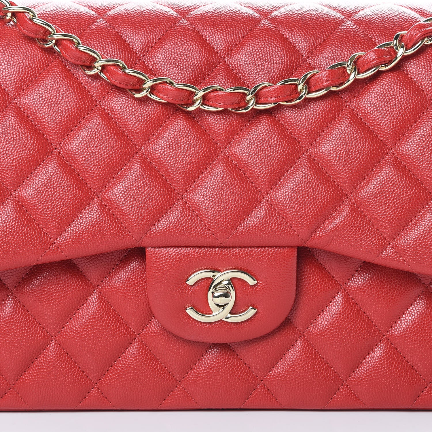 Chanel Caviar Quilted Jumbo Double Flap Red 8 of 11