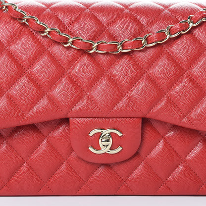 Chanel Caviar Quilted Jumbo Double Flap Red 8 of 11