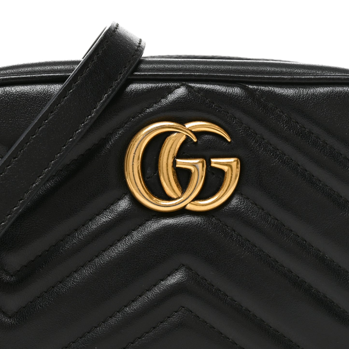 Calfskin Matelasse Small GG Marmont Chain Shoulder Bag Black